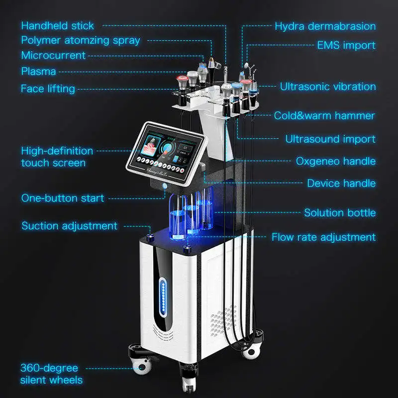 Multifunction Face Lifting Oxygen Hydra Dermabrasion Skin Care Machine Facial Ultrasonic Cleaning Rejuvenation Remove Blackhead