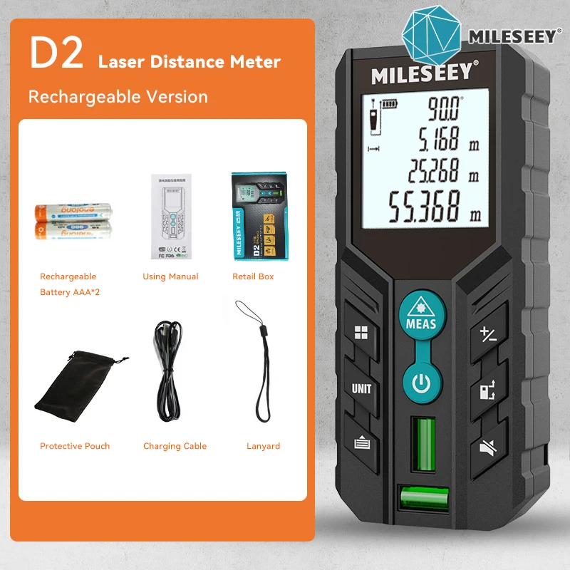 MILES AND MILES　レーザーディスク Mileseey-充電式レーザーメーター、デジタル角度付き距離計