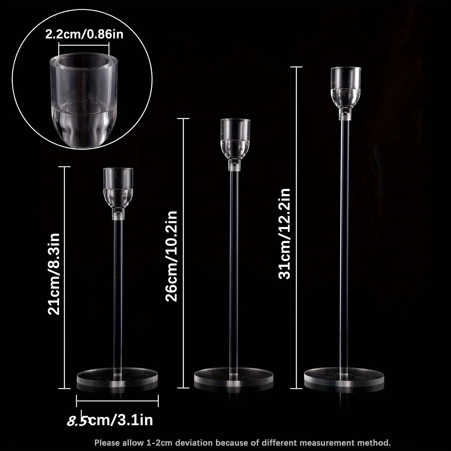 3pcs Clear Acrylic Candlestick Holder For Wedding Party Events Table Decoration Party Decor Supplies Holiday Decor candle holders