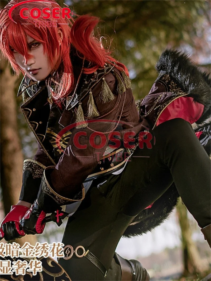 

COSER TRIBE Anime Game Genshin Impact Diluc suit Halloween Carnival Role cosPlay Costume Complete Set