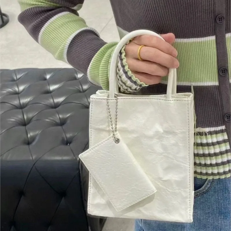 JIAERDI Handle Silver Y2k Messenger Bag Women Harajuku Pu Leather Square Mini Tote Bag Purse Female Vintage Crossbody Bags Chic