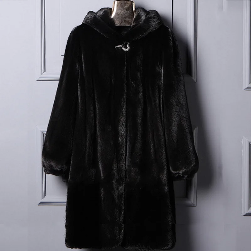 Women Long Jacket Faux Fur Mink Fur Coats Winter-fall Casual Faux Fur Coat Large Size S/9XL Women Hooded Imitation Fur Outerwear