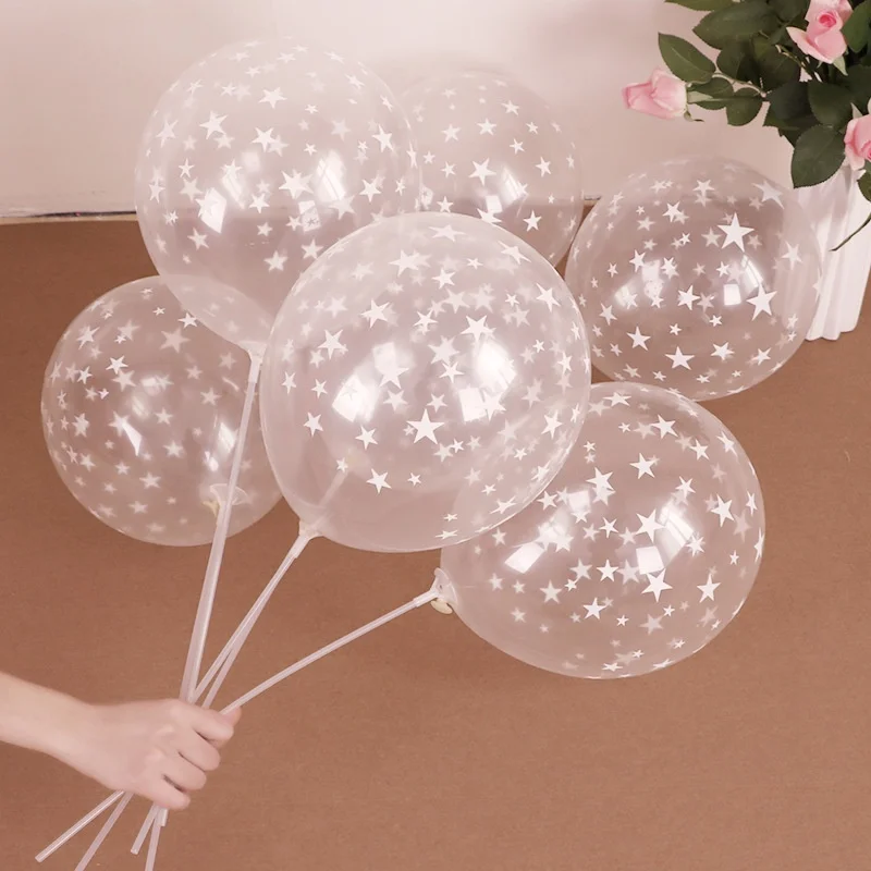 

10/20pcs 12 Inch Clear Star Print Balloons Pentagon Latex Balloons Birthday Wedding Party Decoration Supplies