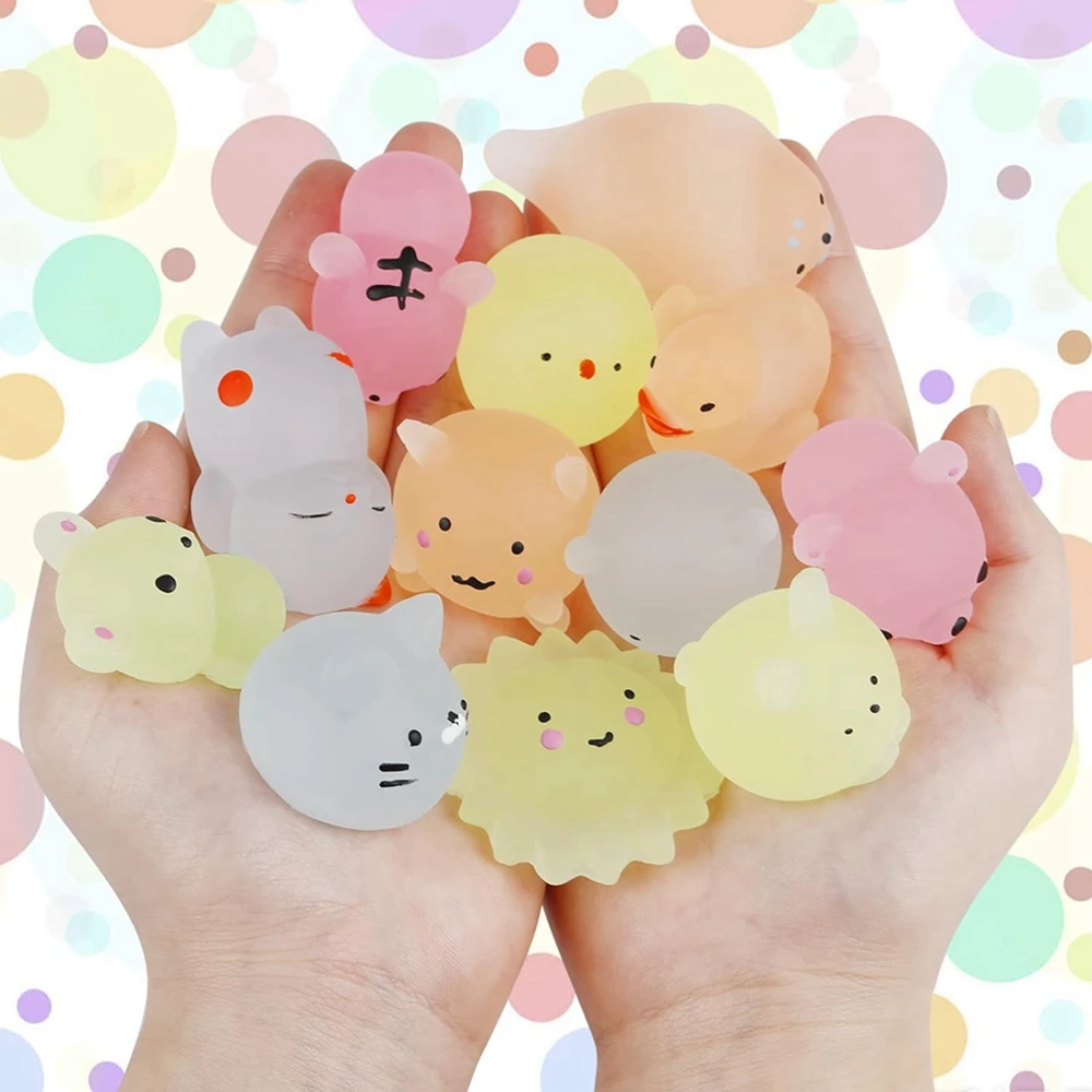 12/36PCS for Kids Kawaii Animals Squishies Mochi Squishy Toys Glow in The Dark Party Favors Stress Relief Squishy 4