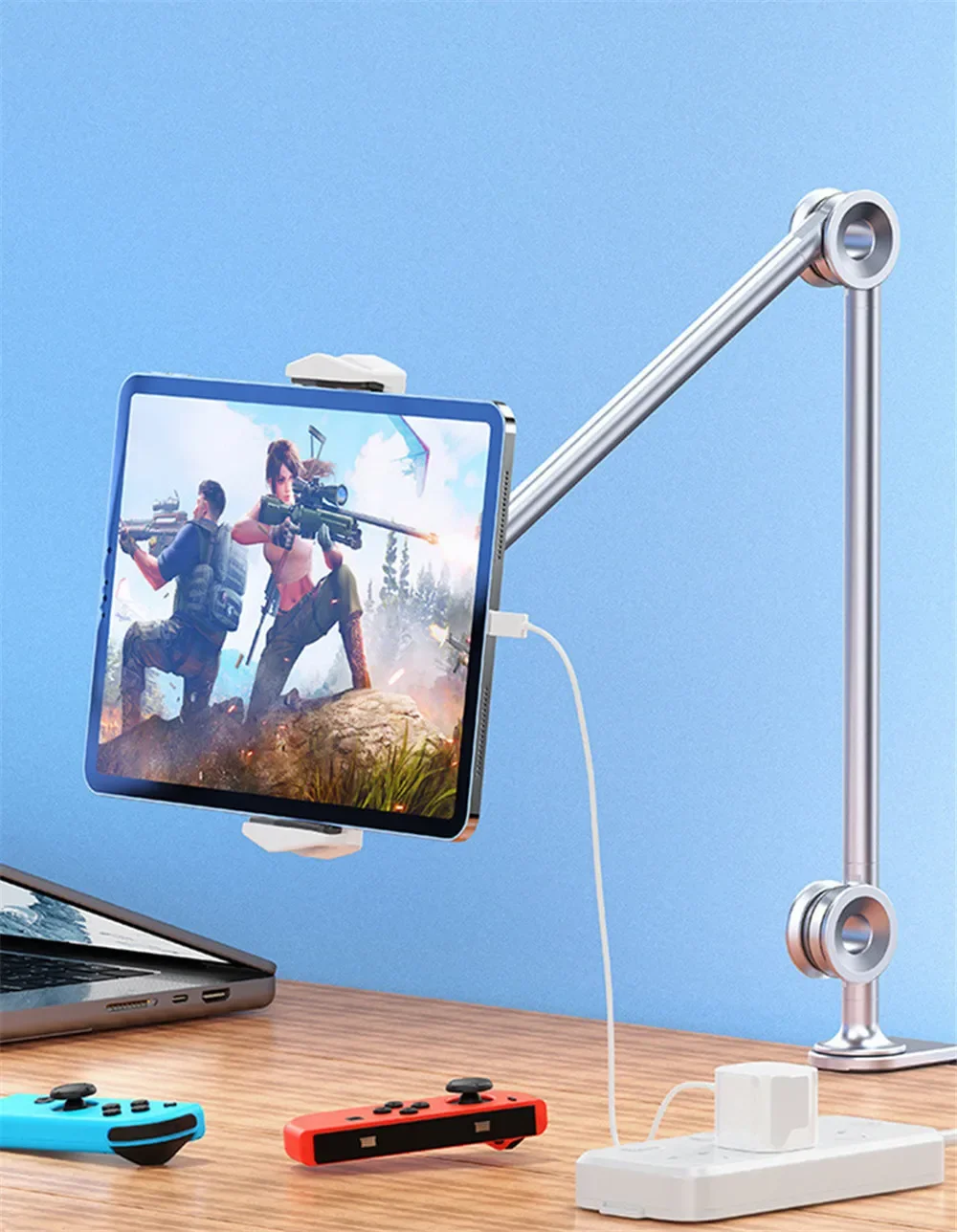 Metal Tablet Stand Holder for Desk 360° Rotating Foldable Lazy Arm Tablet Mount for iPad Air Pro Mini 4-13 inch Tablet Cellphone