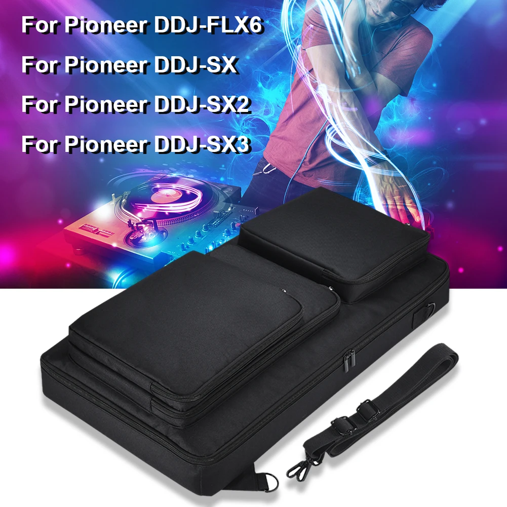 Portable DJ Controller Storage Bag for Pioneer DDJ-FLX6 DDJ-SX DDJ-SX2  DDJ-SX3 Controller Case with Adjustable Shoulder Strap