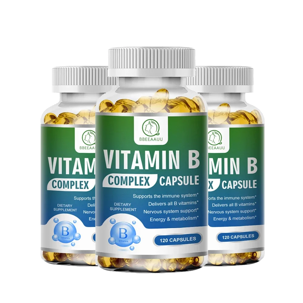 

BBEEAAUU Organic Vitamin B Complex Capsules(B1,B2,B3,B6,B12) Immune System Brain and Heart Health Nervous System Metabolism
