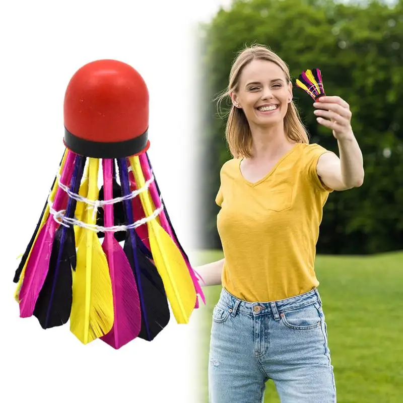 Badminton Feather Colorful Sports Badminton 10-Pack Duck Feathers & Rubber Ball Stable Flight Ball For
