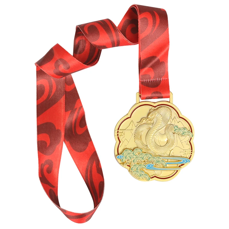 Customized Chinese Style Year of the Snake Medal Marathon Enterprise Event Commemorative Children's Metal Gold Silver Copper 1Pc
