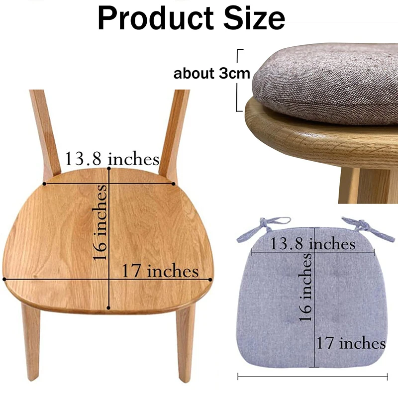 Summer Dining Chair Cushion Thickened Cotton Linen Breathable Cushion Student Horseshoe-shaped Chair Cushion Home Supplies 6
