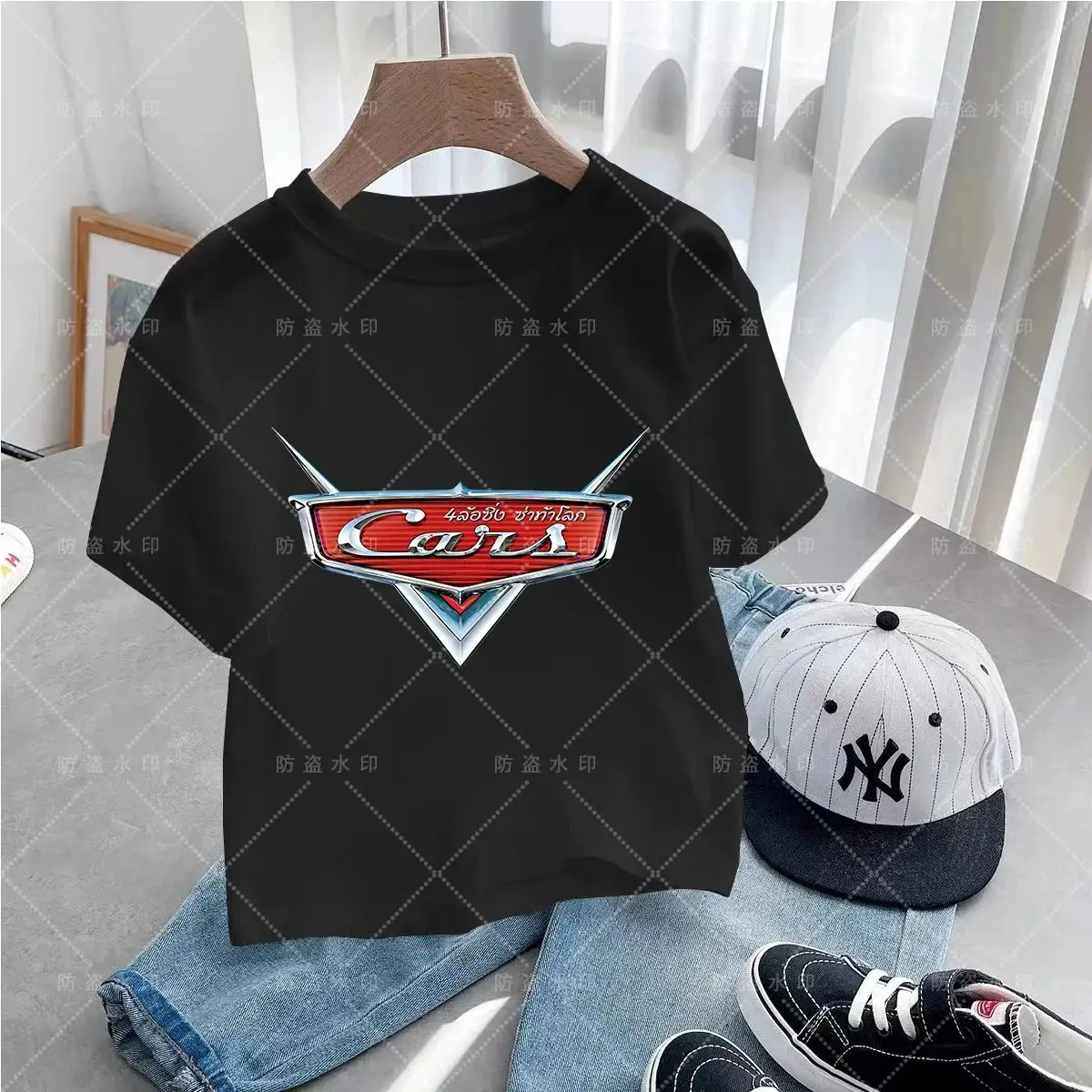 Disney Pixar Lightning Mcqueen Cars Anime Print Cartoon T-Shirt Boys Girls Summer Cotton Round Neck Short Sleeve T-Shirt 4