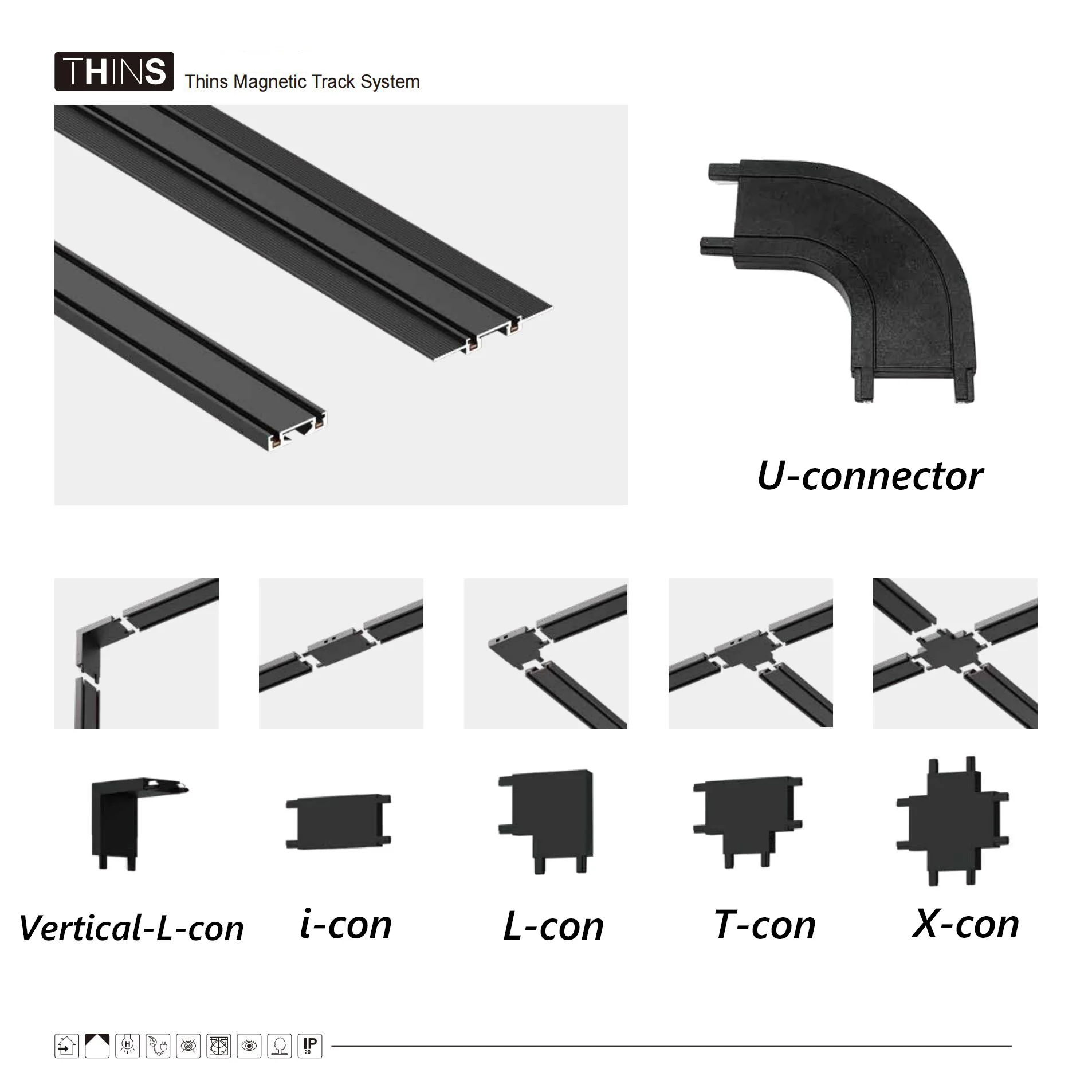 Ultra thin Magnetic Track Light 6MM Rail Surface Embedded Plastering Mount Spot LED Smart Tuya Zigbee Black White 1m/2m/2.5m 5