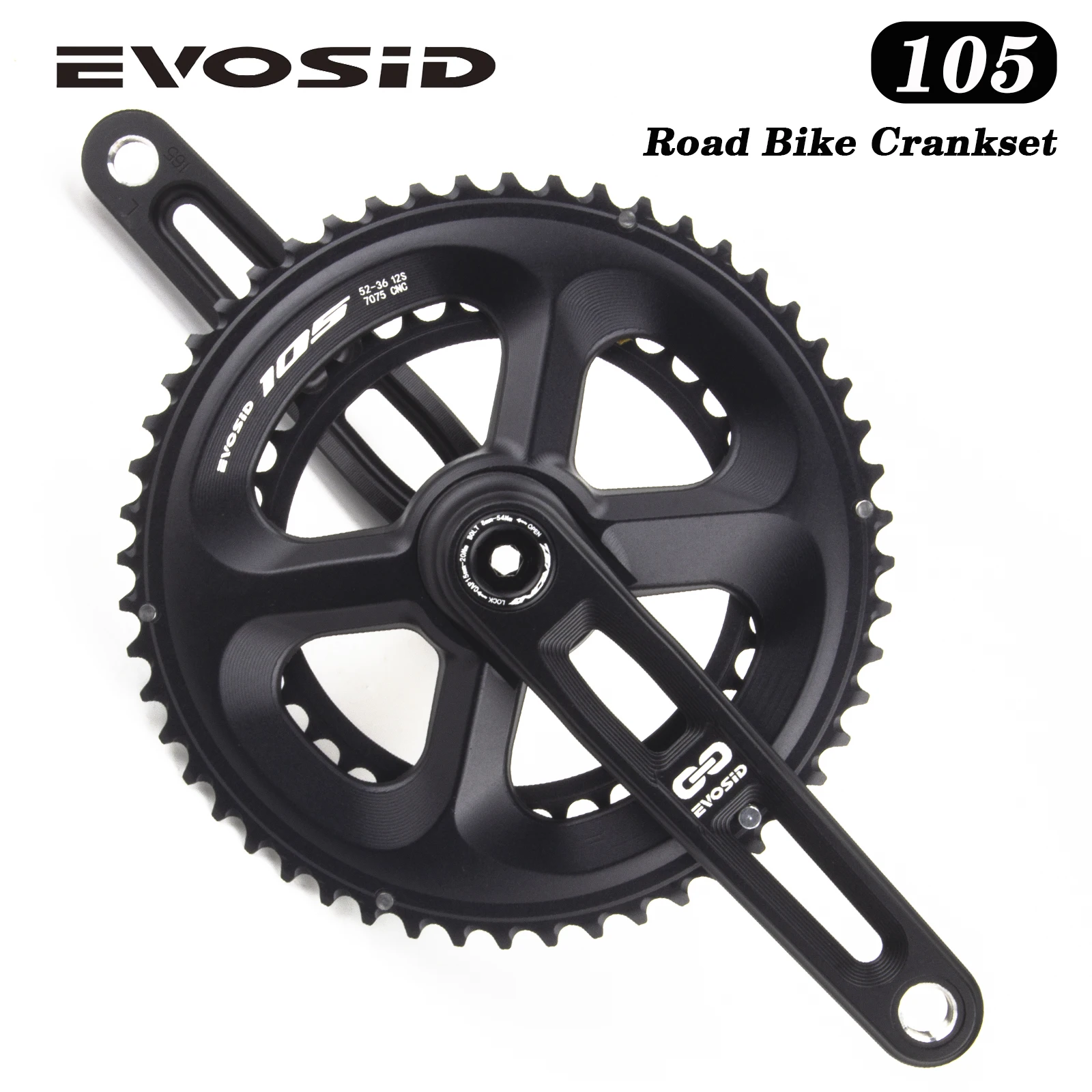 

EVOSID 105 Road Bike Crankset 50-34T 52-36T 53-39T GXP Direct Mount Chainring Ultralight Hollow Tech Crank 12S With Bracket