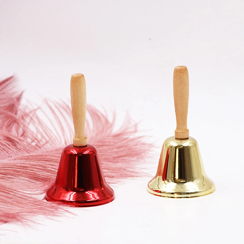 Christmas Hand Bell with Wooden Handle for Kindergarten Kids Jingle Ring Xmas Decorations christmas decorations jingle bells hand bell christmas bell