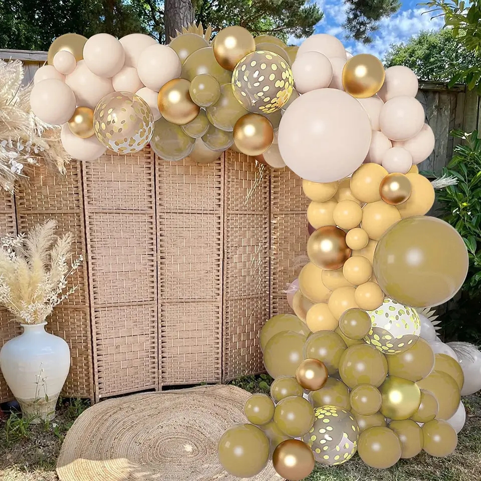 Palloncini Marroni E Oro 62 Pezzi - Per Feste, Compleanni, Matrimoni, Con Nastro, Lattice - Foto 6
