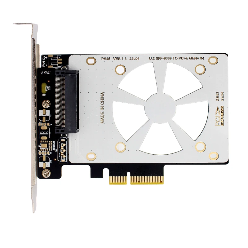 Adaptor peninggi PCI Express, 2 ke PCIE Adapter Riser PCI Express 3.0 X4/X8/X16 to SFF-8639 adaptor U2 untuk adaptor Intel 750 2.5 "NVMe PCIE U2 SSD SATA SSD