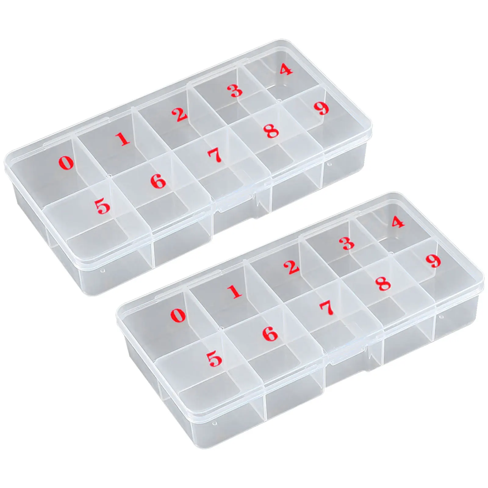 2pcs Nail Tip Box False Nail Tips Transparent Storage Box Empty Nail