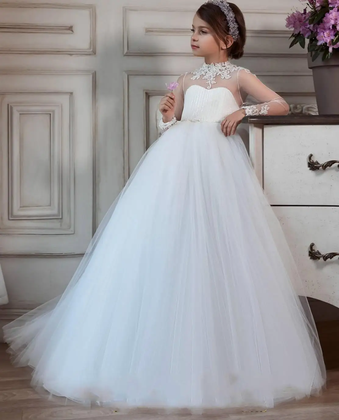 “WAVE OF LIGHT” ONE-SHOULDER CEREMONY DRESS FOR LITTLE GIRLS main image 0