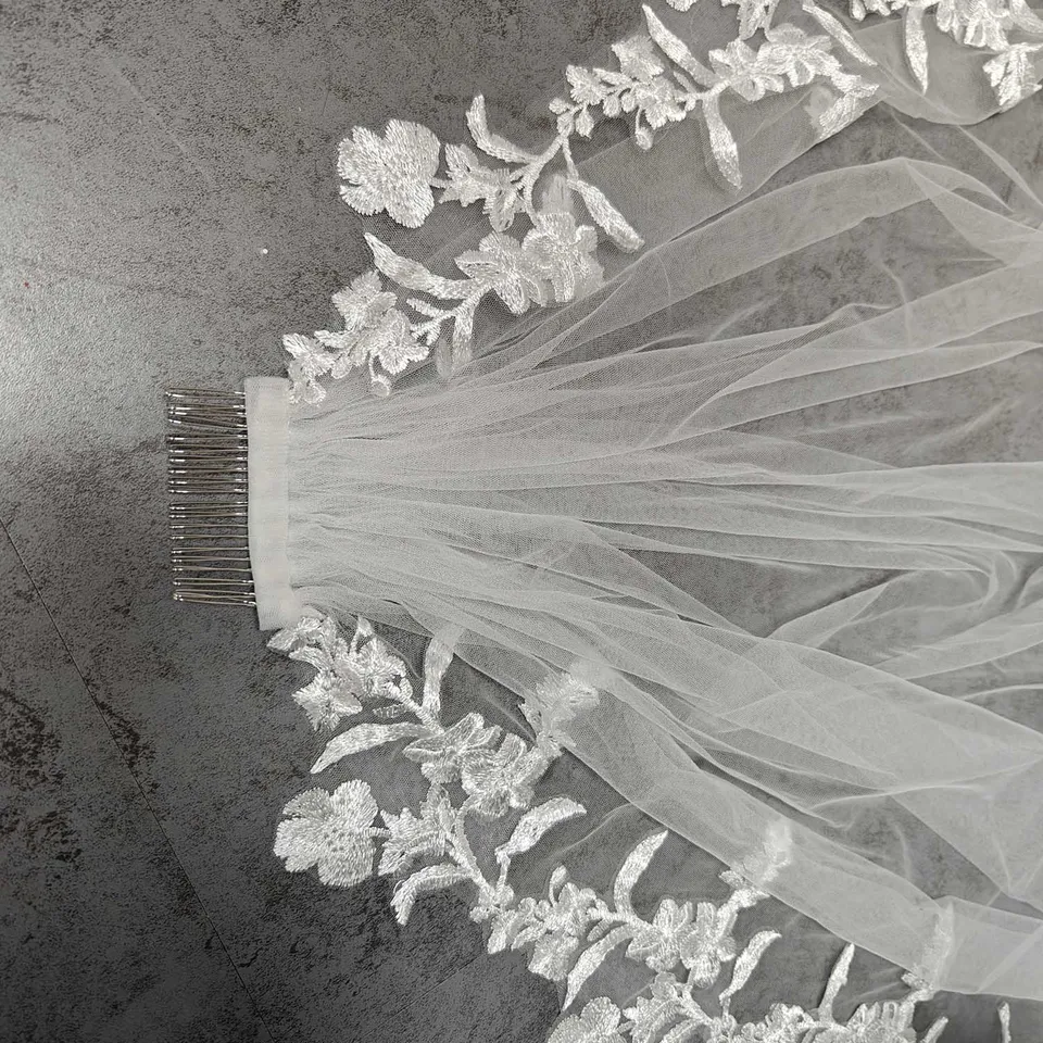 Foto reali perle finte velo da sposa in pizzo velo