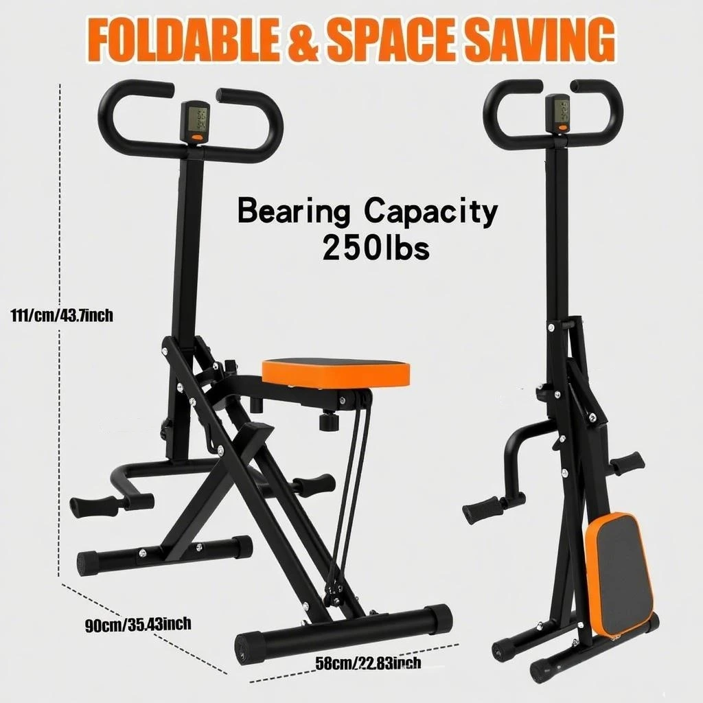 Macchina per squat per macchina per fitness squat pieghevole domestica Esercitatore per addome con resistenza regolabile - immagine 2