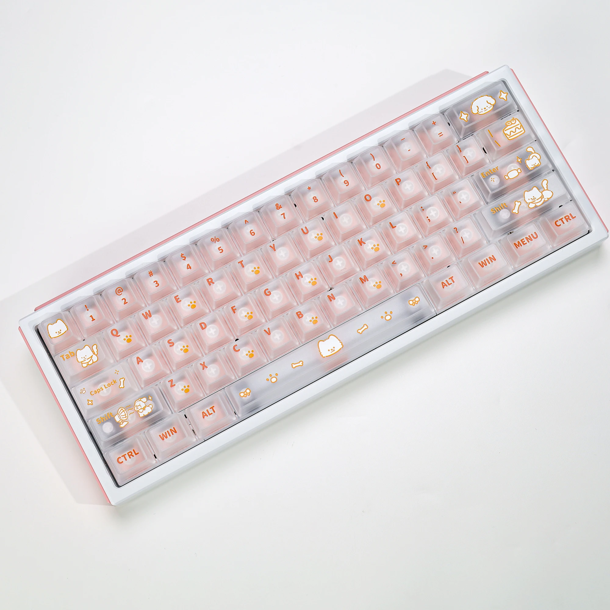 KBDiy Weiße, matte, durchscheinende Tastenkappe, niedliches PC-Kirschprofil, Alice Split Space, UV-Druck, Tastenkappen für 60 mechanische Gaming-Tastaturen – Detail 8
