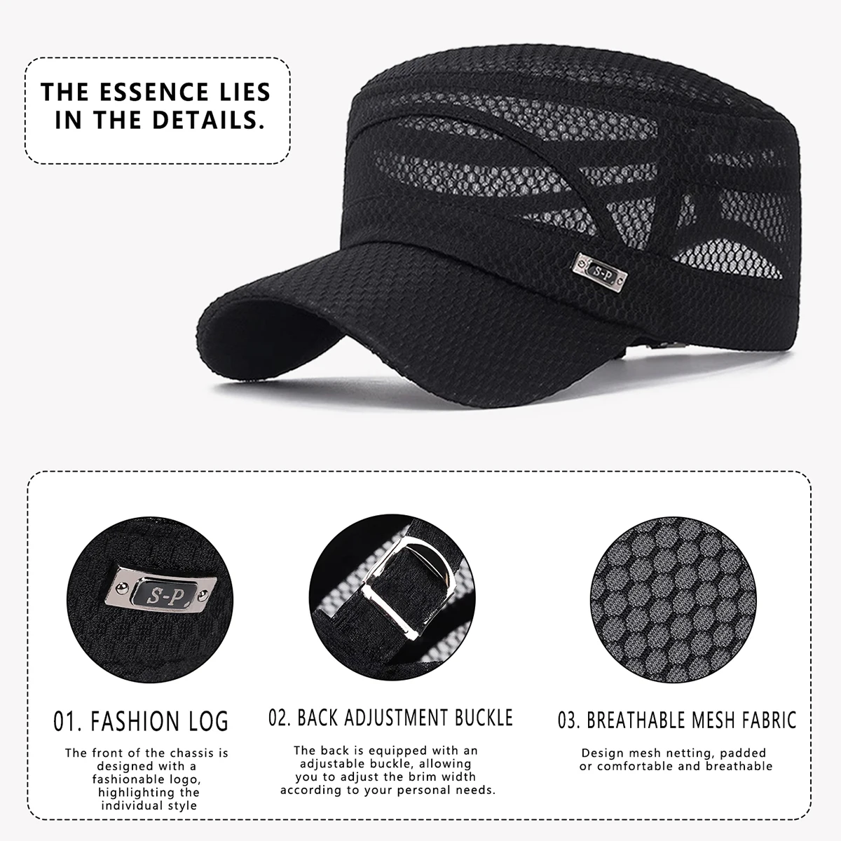 Summer New Hat Men's Flat Cap Casual Outdoor Sunshade Hat Mesh Breathable Fishing Hat Peaked Cap Hiking Mountaineering Picnic