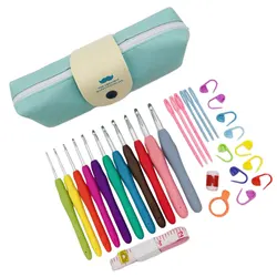 Ergonomic Crochet Hooks Set with Colorful Yarn Needles and Storage Case (With Bag)
