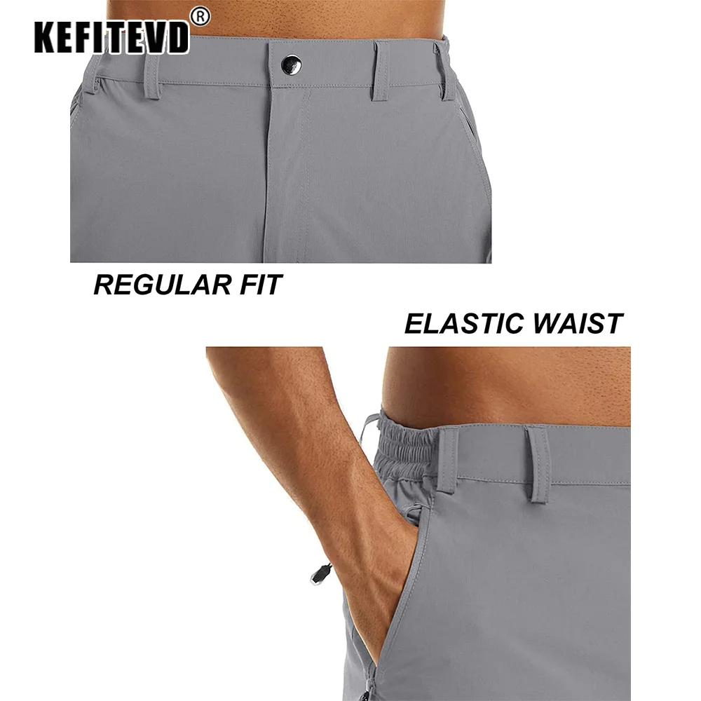 KEFITEVD Summer Quick Dry Shorts Men's Lightweight 3/4 Cargo Short Workout Sport Outdoor Pants Hiking Jogging Camping Bottoms