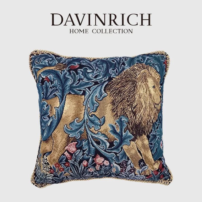 

Винтажный квадратный чехол для подушки DAVINRICH с изображением животных льва кукольны Вильяма Морриса жаккардовая наволочка для гостиной дивана кровати