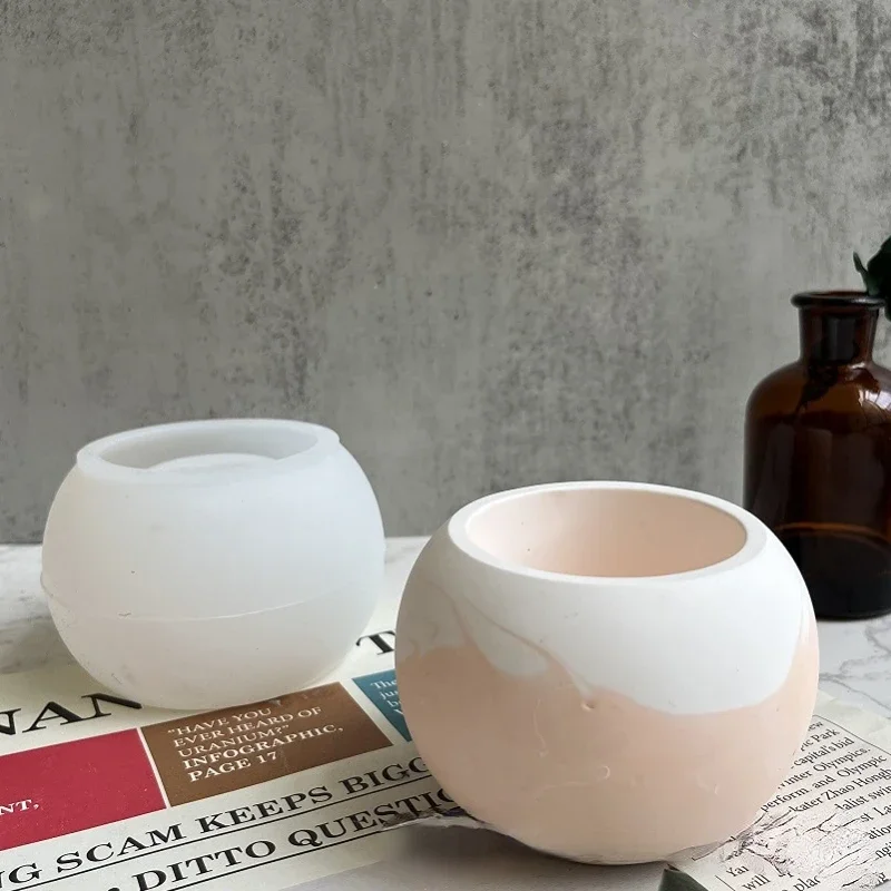 Succulent Flower Pot Storage Box Gypsum Concrete Mold Round Flower Pot Silicone Mold Handmade DIY Epoxy Resin Mold Craft