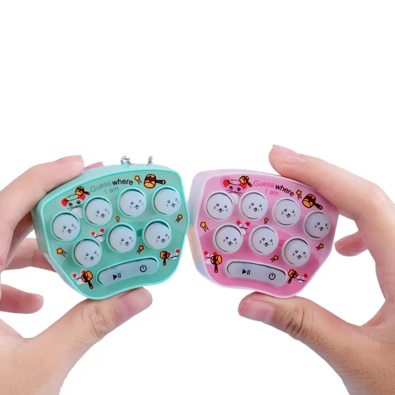 Pink Green 2 Pcs Parent-Child Interactive Mini Console Keychain Handheld Game Hand-in-Hand Whack-a-Mole Game Machine