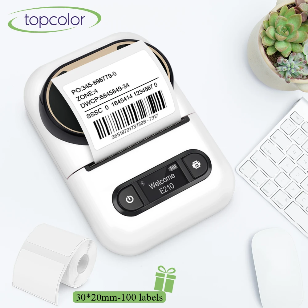 Mini imprimante portable d'étiquettes adhésives thermiques, étiqueteuse,  sans encre, Bluetooth, autocollant, codes-barres, prix, E210 - AliExpress