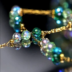 1 Meter Gradient Beaded Stainless Steel Chain for DIY Jewelry and Accessories (Green - Gold Color 4mm)