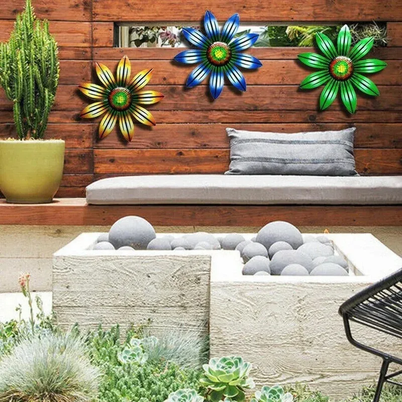 Metal Flower Wall Decoration Art Sculptures Home Bedroom Living Room Wall Hangings Garden