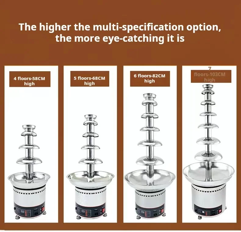 All Stainless Steel Electric et 6-Layer Chocolate Fountain & Waterfall Machine Home Party & Wedding Use for Hotels