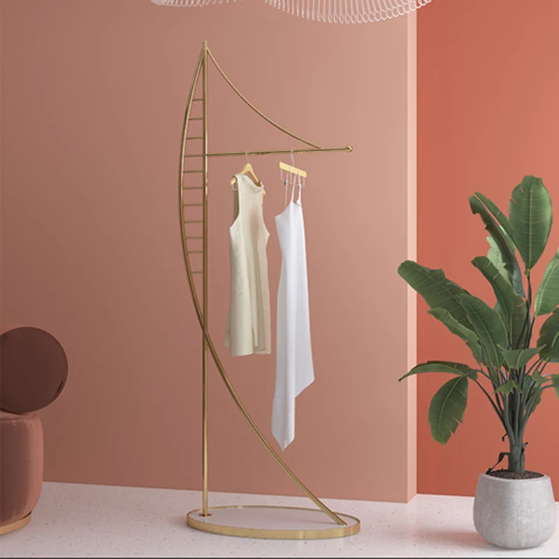 

Place Saving Clothes Rack Standing Gold Metal Aesthetic Balcony Rack Clothes Portable Boutique Arara De Roupa Hall Furniture