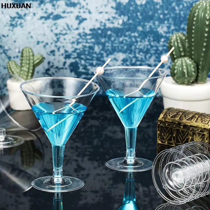 1/6Pcs Disposable Glasses Plastic Cocktail Glasses Unbreakable