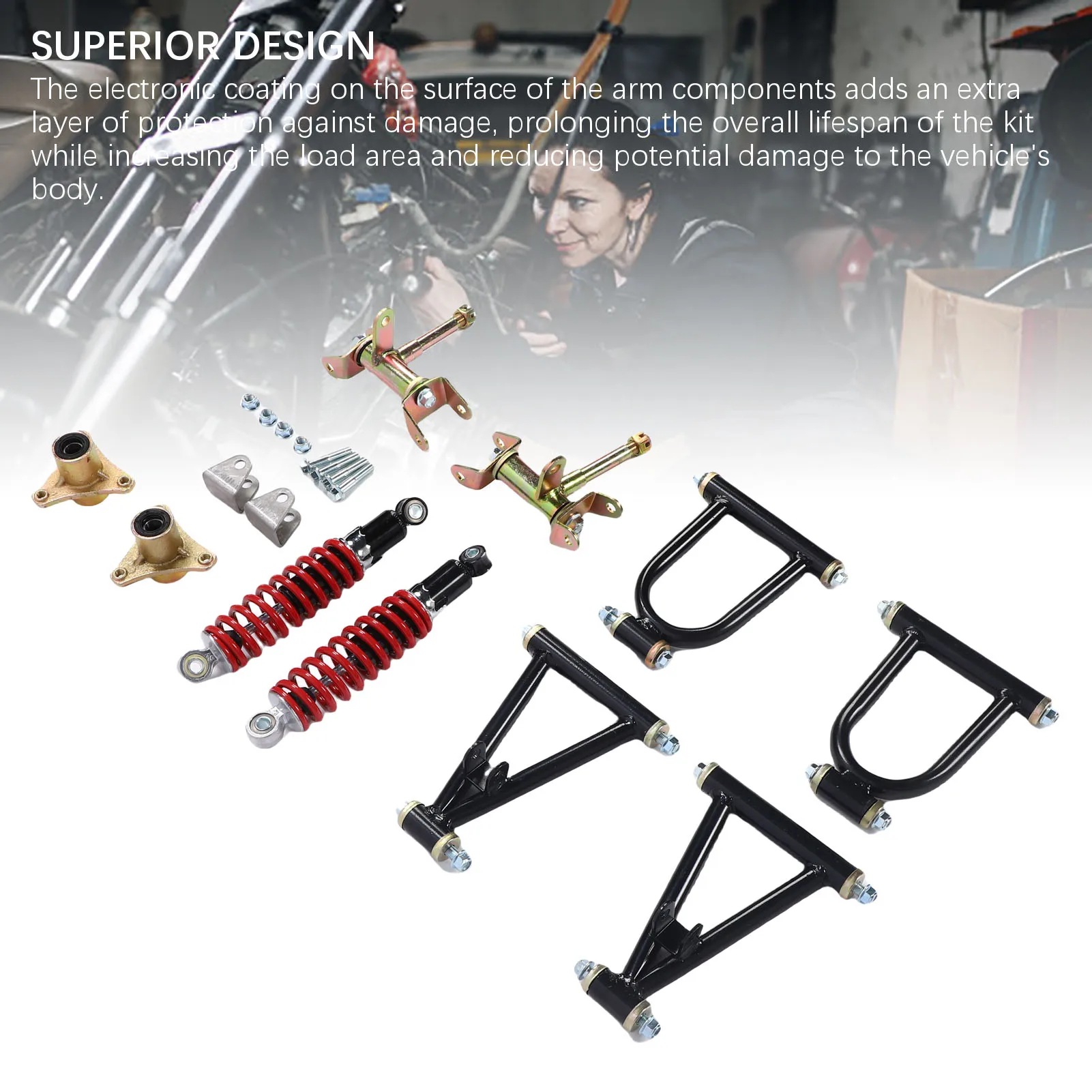 Front Suspension Swingarm Assembly Reduce Vibration High Strength Upper and Lower Swingarm  Fit for ATV for Quad Bike