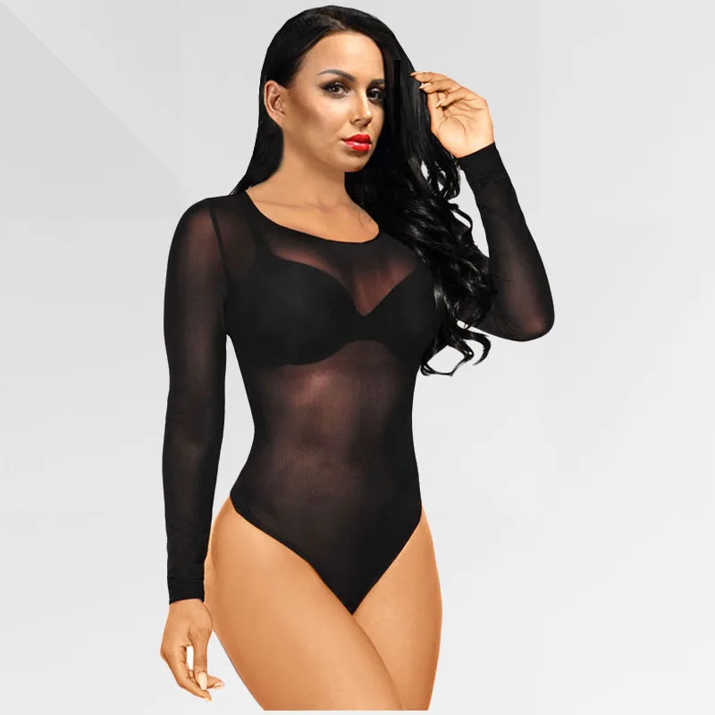 SHEER MESH TURTLENECK BODYSUIT