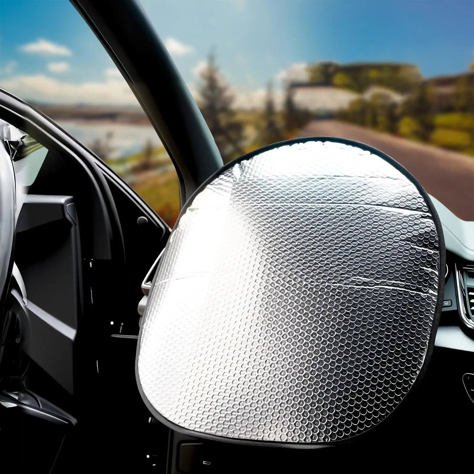 Universal Steering Wheel Sun Shade Cover for Vehicles – Interior Accessory for Parking, Driving & Travel