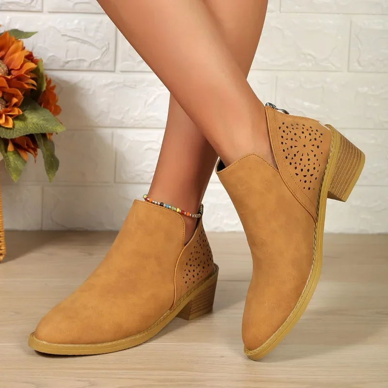 Chelsea  Women 2023 Autumn Winter Women's Boots Simple Solid Zipper Ankle Boots Classic Pointed Toe Casual Platform Boots