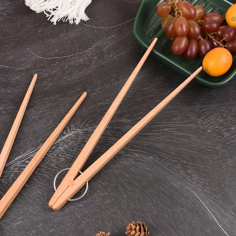 Wooden Food Tongs Anti-Scald Steak BBQ Bread Clips Kitchenware et Salad Pasta Clamps Home Novel Kitchen Accessories