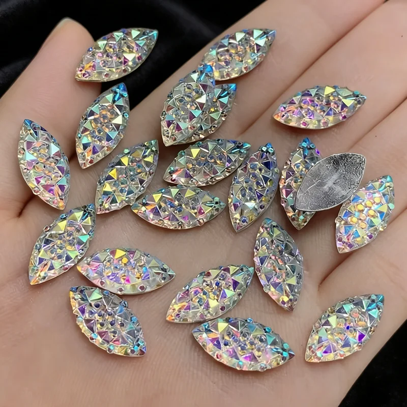7*15mm bling Kristall ab Harz Strass Flatback Cabochon Stein DIY Hochzeits dekoration Handwerk 80 stücke-Hy480