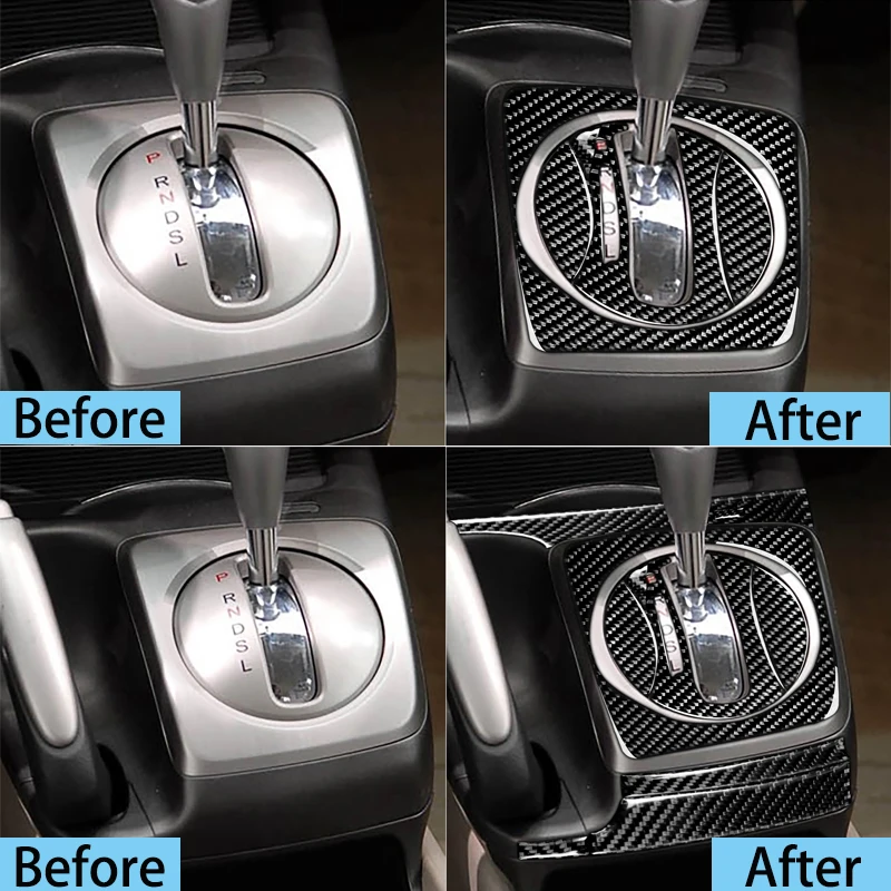 For Honda Civic 8 8th Gen 2006-2011 Car Stickers Carbon Fiber Interior Auto Gear Shift Panel Cover Trim Sticker Accessories - 3