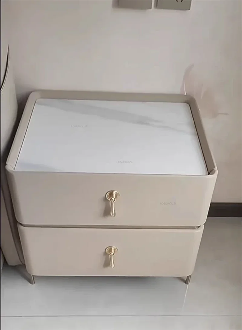 Description Picture 3 of itemEuropean Wooden Slate Nightstands Nordic Home Bedside Table Light Luxury Bedroom Furniture Simple Storage Cabinet with Drawers