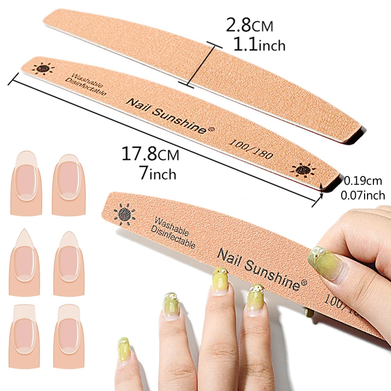 100 Pcs Macaron Nail File Set (100/180 Grit) - Professional Wooden Files