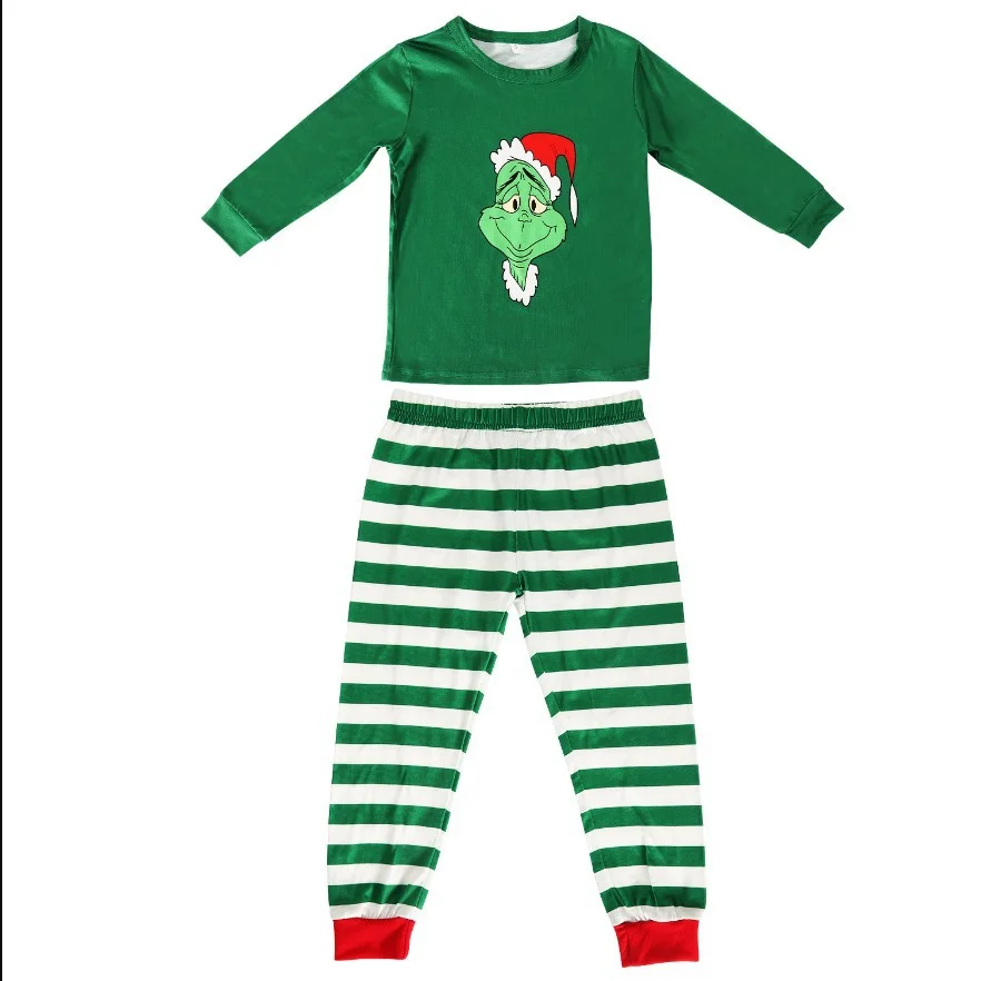Xmas Matching Family Pajamas Elf Set 2025 Xmas Green Cotton Print Pjs Adult Child Clothing Outfit set Baby Jumpsuit+Dog Clothes 6