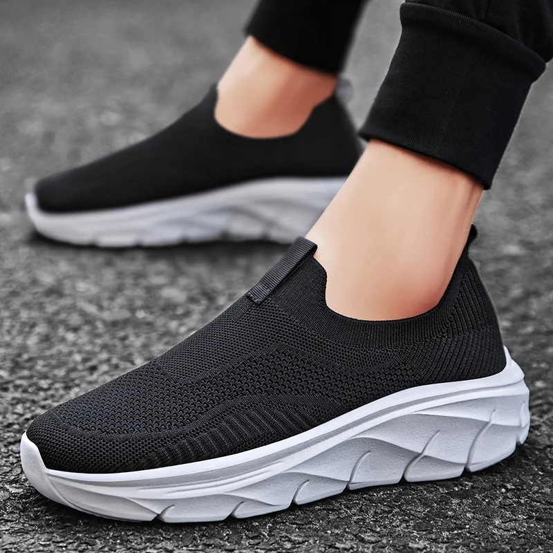 Running Shoes Men Lightweight Mesh Comfortable Flat Casual Walking Shoes Slip-on Unisex Sneakers for Men and Women Big Size