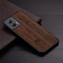 Premium Bamboo Wood Pattern Leather Case - Stylish and Durable Protection for Motorola Moto G Power Play and Stylus 5G (Coffee)