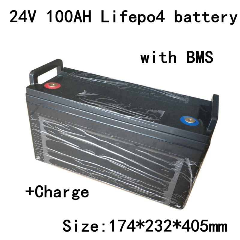 태양광 RV 광전지 보트 트롤링 모터용 방수 케이스, 24v 100Ah Lifepo4 배터리, 25.6v, 100A BMS, Lbs 29.2v, 10A 충전기